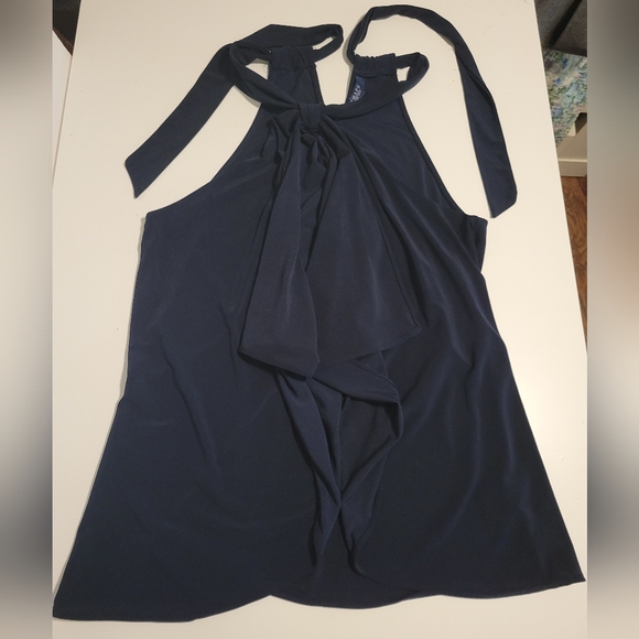 Chaps Navy Blue Adjustable Tie Halter Style Tank Top sz L - Picture 2 of 5